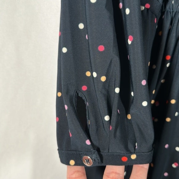 Penningtons Black Polkadot Long Sleeve Midi Dress - Picture 4 of 7